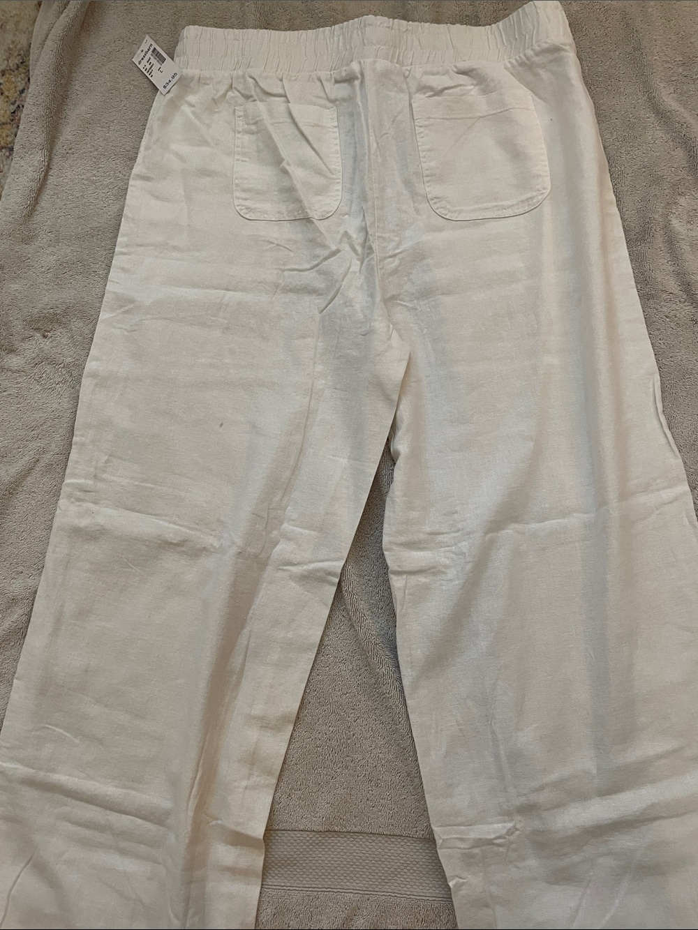 Westport White linen Wide-Leg Drawstring Pants - Picture 2 of 2